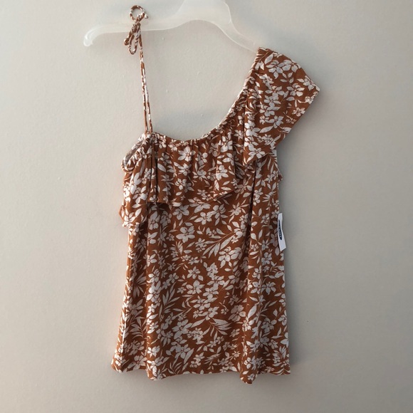 Old Navy Ruffled Linen-Blend One-Shoulder New - Picture 6 of 8